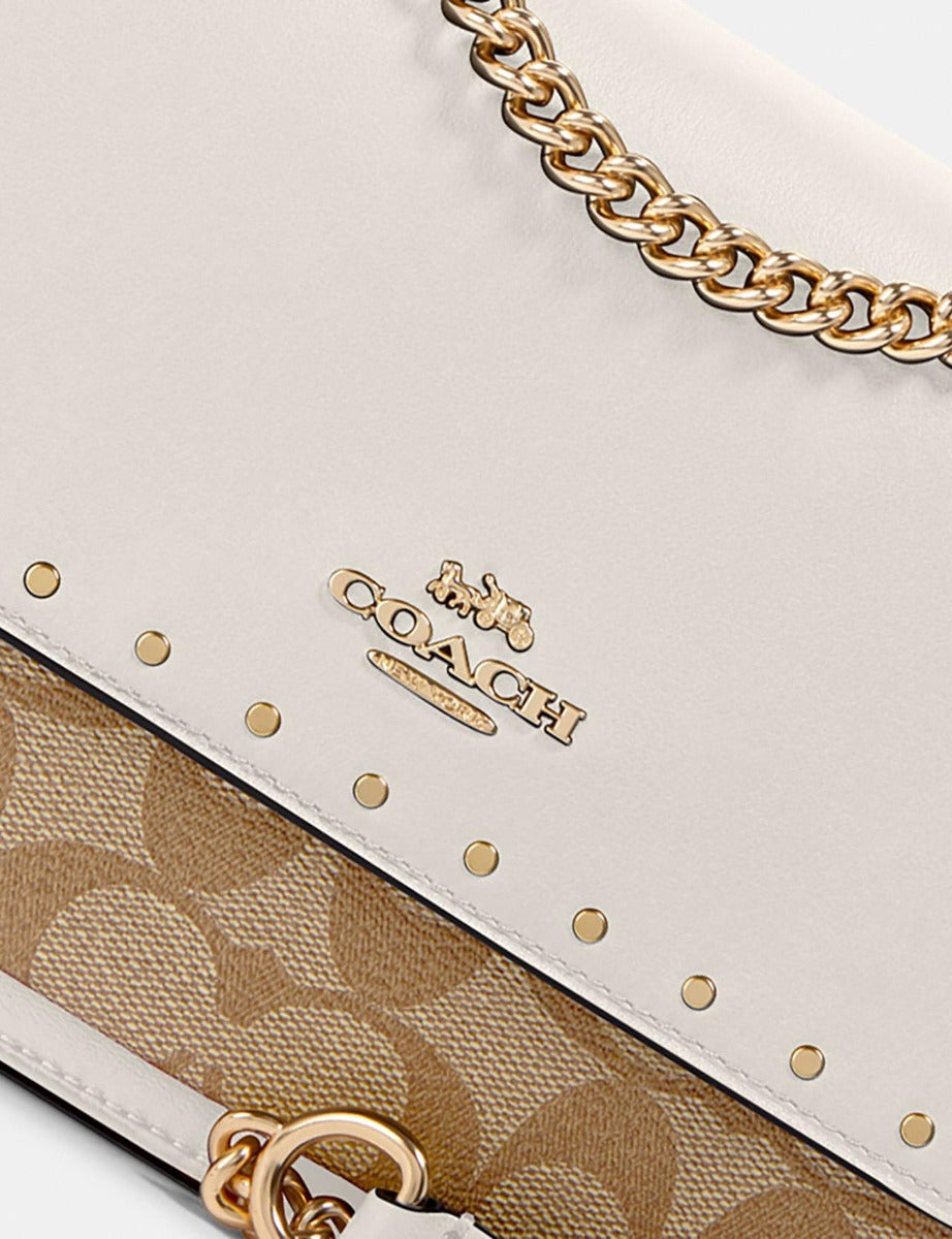 Coach 90400 Klare Crossbody In Signature Canvas With Rivets Light Khaki Multi Coach 90400 Klare Crossbody In Signature Canvas With Rivets Light Khaki Multi